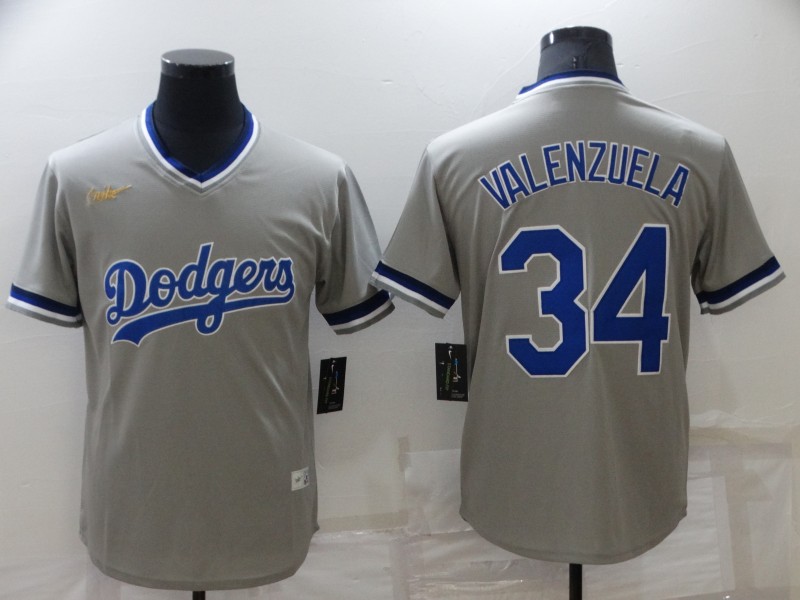 Men's Grey Los Angeles Dodgers #34 Toro Valenzuela Stitched Baseball Jersey